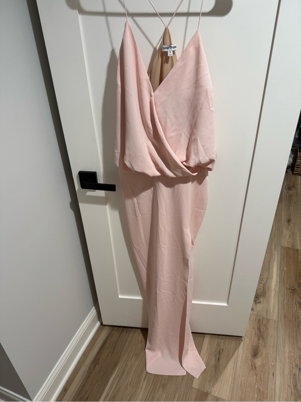 Elizabeth and James Blush Pink Draped Slip Maxi Dress